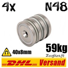 4x Neodym Topfmagnet D40x8mm