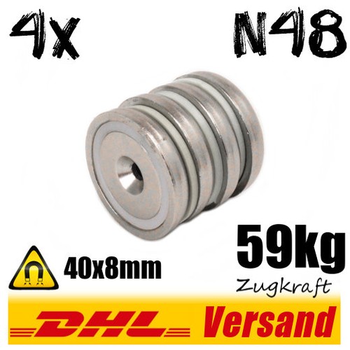 Neodym topfmagnet d40x8mm - neodym,