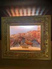 Gondel Bild Venezia Venedig Beleuchtet ca,21 x 19cm.(NR 3)