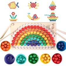 Holzspielzeug Brettspiele Kinder, Montessori Spielzeug, Clip Perlen Spiel