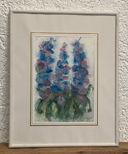Rittersporn original aquarell - rittersporn,