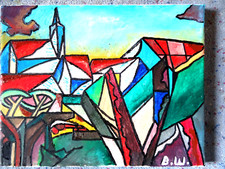  ORIGINAL  AVANTGARDE  ÖLBILDER "  Ohne  Titel ", signiert .