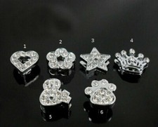 Schiebeperle Strass 12 mm silber Herz Stern Blume Krone Pfote &-Zeichen Beads