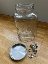 Limonade-/Getränkespender Glas mit Zapfhahn (Edelstahl) / Quadratisch / H  29 cm