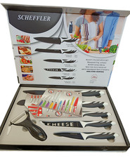 Scheffler schwarzes 6-tlg. Messerset Antihaftbeschichtet Kochmesser Küche