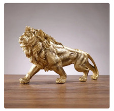 Löwe in Gold Figur Deko Statue Resin Edel Luxus Designer Modern Skulptur 37x18cm