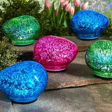 3x LED Leuchtsteine Glas 17 x