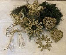 7 tlg. Weihnachtsdekoration ✨ Gold ✨Metall/Kunststoff ✨Sterne Herzen Schleife