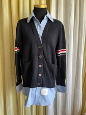 Thom Browne Lagenlook Strickjacke 100% Baumwolle Armband Streifen Größe S