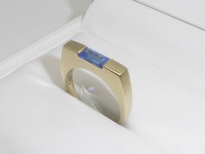 333 Gelbgold 8K Gold Ring 4,03 g eckig Blau Farbstein RG 59 - 18,8 mm 8856