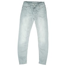 SOCCX Damen Stretch Jeans Hose Skinny Slim Leg Low 34 XS W26 L30 grau dicke Naht