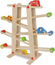 Große Rollbahn aus Kiefernholz, 7-teilig, mit 6