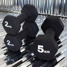 Hantel Set HEXAGON 2x 2 kg, 1x 5kg Hantel Neopren KURZHANTEL Fitness Hex Gewicht