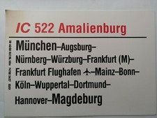Zuglaufschild InterCity 522 Amalienburg München - Frankfurt - Mainz - Magdeburg
