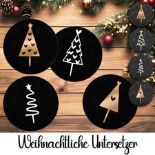 Filzuntersetzer Weihnachten schwarz rund 10 cm Wichtel Geschenk Adventskalender