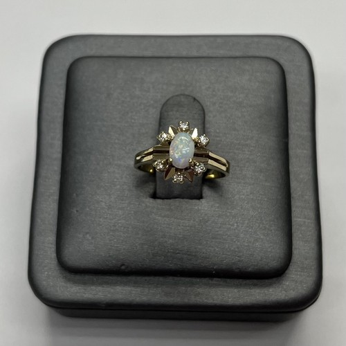 14k gelbgold opal diamant ring - 14k,