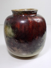 WMF Art Deco Keramik Vase Gerda Conitz Turmmarke Glasur Ochsenblut Craquelé 21cm