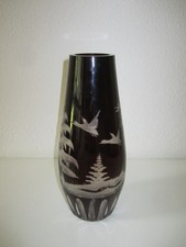 Böhmische Glasvase Rubinrot geschliffen Jagdszene- 28cm