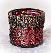 ❀ Windlicht Glas Metallrand
