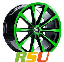 RH Alurad GT color polished - green 10x19" ET45 LK5 112 ML 72.6 Alufelgen 19 ...