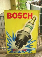 Altes Blechschild Bosch Zündkerzen Thermo-Elastic Oldtimer Lucian Bernhard rar !
