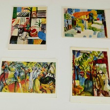 4 Kunstkarten - August Macke - Ältere Postkarten, vmtl 60er Jahre