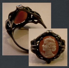 MUSCHEL KAMEE RING Silber 835