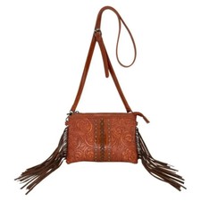 Seitliche Fransen Florale Prägung Tasche Handtasche Schultertasche Westerntasche