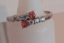 Padparadscha-Saphir, Zirkon,Ring,Gr.19,925er Sterlingsilber,Neu + ungetragen