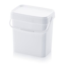 Eimer 10,3l rechteckig mit Deckel & Bügel  10 Liter weiß 10l  Gastro Futter