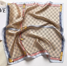 HERRLICHES LUXUS SEIDENTUCH 53*53cm •DAMIER LUXUS STOLA•SEIDENFEELING•SEIDENPOLY