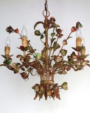 Wunderschöne Seltene SchrödeBlumenstrauss Metall  Kronleuchter, Lüster 5 Flammig