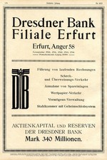 Dresdner Bank Filiale Erfurt XL Reklame 1920 Dresden Werbung