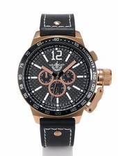 Faravahar Herrenuhr Chronograph Farvahar Armbanduhr Echt Leder Schwarz Farohar  