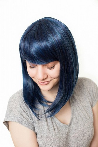 Blau schwarz strähnen - blau-schwarz,