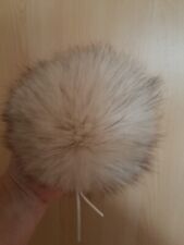 Echt Pelzbommel Fellbommel Silberfuchs 17 cm Weiß Mit Braune Spitzen Unikat
