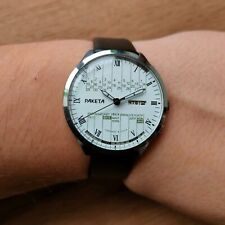 Raketa Perpetual Calendar Soviet Watch weiß ROCKET COLLEGE USSR Uhr 2628.H
