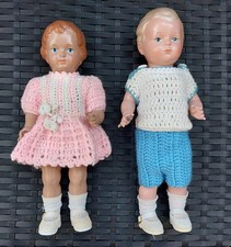 Schildkrötpuppen -Paar - Hans+Inge- groß 25 cm unbespielt -Vitrine