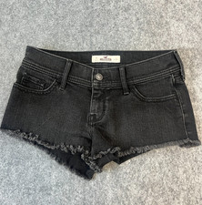 Hollister Hot Pants Damen W24 Jeansshorts Sommer ausgefranster Saum Strand Pool grau