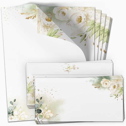 Briefpapier weiße rosen - briefpapier,