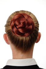 Dutt Haarteil aufwendig geflochten Haarknoten Brautschmuck Kupfer-Rot Q399D-350