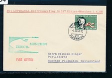 0204) Schweiz, LH FF Zürich - München 1.4.58, Brief