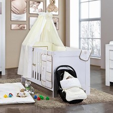 Babybettwäsche Baby Bettwäsche Himmel Bettset 5-tlg Babybettset Elegance in Weiß