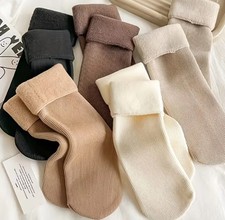 5 Paar Thermo - Fleece Velvet Socken Unisex  Creme, Schwarz, Braun 36 -42   Warm