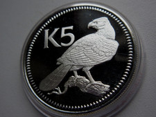 Papua New Guinea 5 Kina 1975  " WÜRGADLER  " Silber / PP / Proof