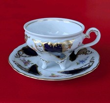 Weimar Kobalt Sammeltasse Mokka Mocca Gold Blau Blumen Rot Rosa Lila Fuß Füßen 