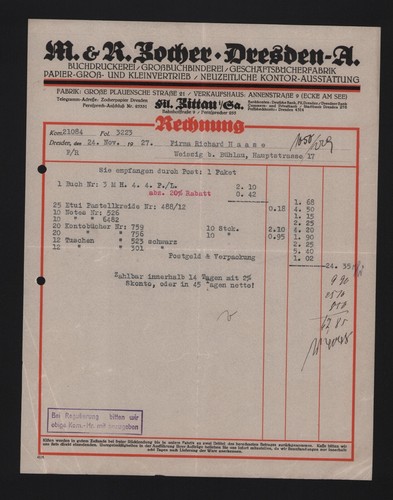 Zittau rechnung 1927 - rechnung, r