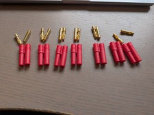 5x Goldkontaktstecker 4,0mm mit Gehäuse 2-polig (7 Gehäuse, 10 Kontakte)