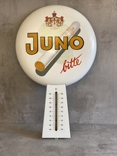 Historisches Reklame Emailschild Juno Bitte Josetti mit Thermometer Deko Schikld