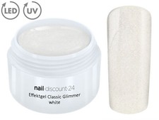 UV LED Effekt Gel GLIMMER WHITE Farb Color French Glitzer Glitter Nail Art Weiss